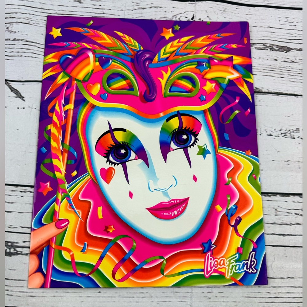 1990 Lisa Frank Rainbow Masquerade Wall Art Print - Vibrant Multicolor